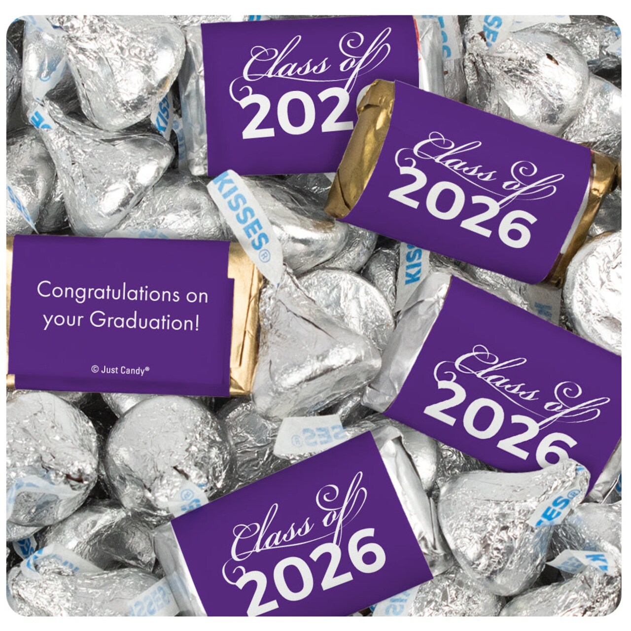 496 Pcs Maroon Graduation Class of 2026 Candy - Maroon Wrapped Miniatures and Silver Kisses For Party Favors, Goodie Bags, Dessert Tables And More (6 lbs)